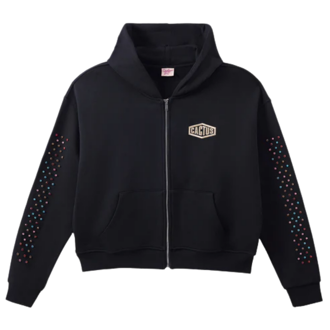 AZVA ZIP HOODIE 'CRYSTAL CACTUS VINTAGE BLACK'