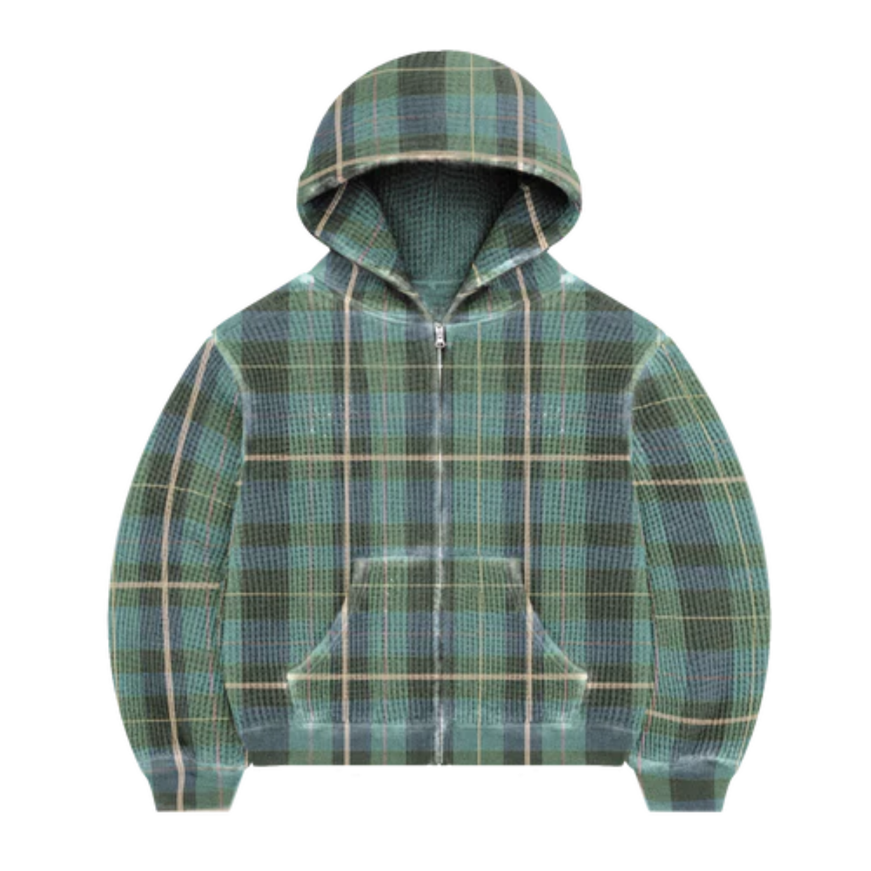BRAVEST STUDIOS ZIP-UP 'PLAID GREEN'