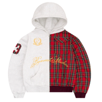 BRAVEST STUDIOS ZIP-UP 'HALF PLAID GREY'