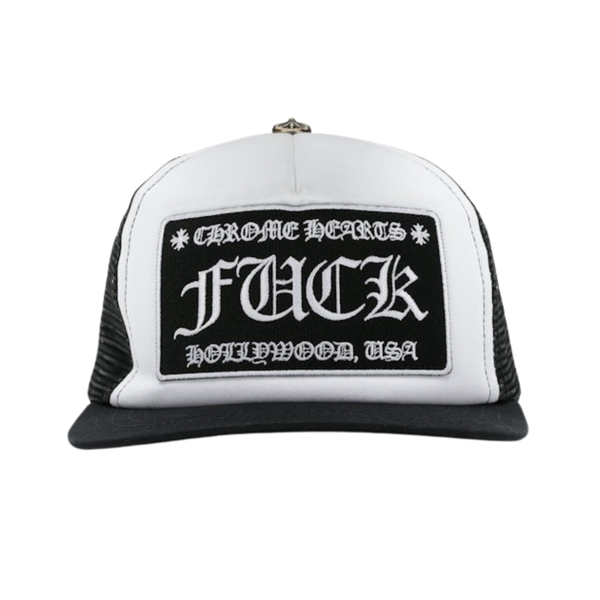 CHROME HEARTS HAT 'TRUCKER FUCK HOLLYWOOD BLACK WHITE'