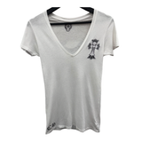 CHROME HEARTS V-NECK TEE 'DOUBLE CROSS WHITE (LIGHTLY USED)'