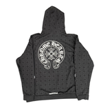 CHROME HEARTS HOODIE 'PLUS CROSS ALLOVER PRINT WITH HORSESHOE LOGO'