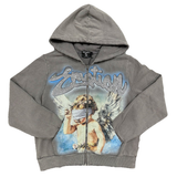 MIXED EMOTIONS HOODIE 'GREY RHINESTONE'