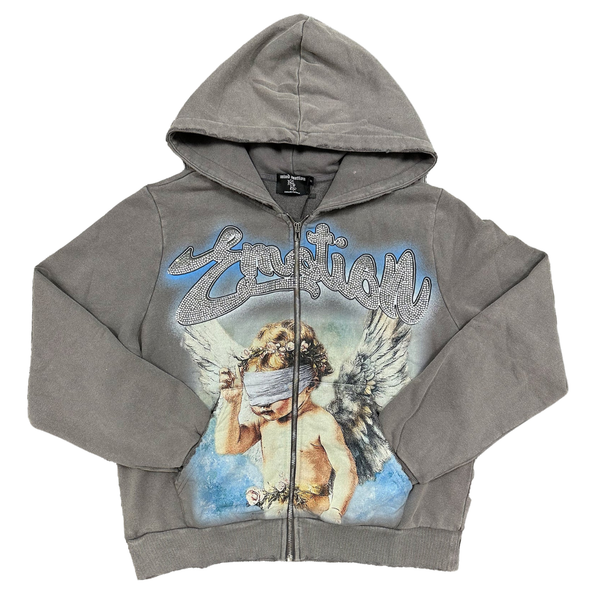 MIXED EMOTIONS HOODIE 'GREY RHINESTONE'