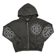 MIXED EMOTIONS HOODIE 'ECLIPSE GREY ACID RHINESTONE'