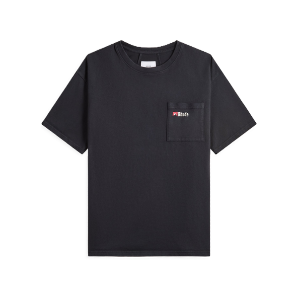 RHUDE TEE 'MOONLIGHT WOLF POCKET BLACK WHITE RED'