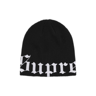 SUPREME BEANIE 'OLD ENGLISH PRINTED BLACK'