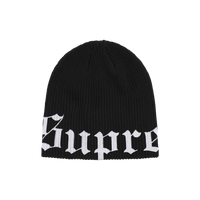 SUPREME BEANIE 'OLD ENGLISH PRINTED BLACK'