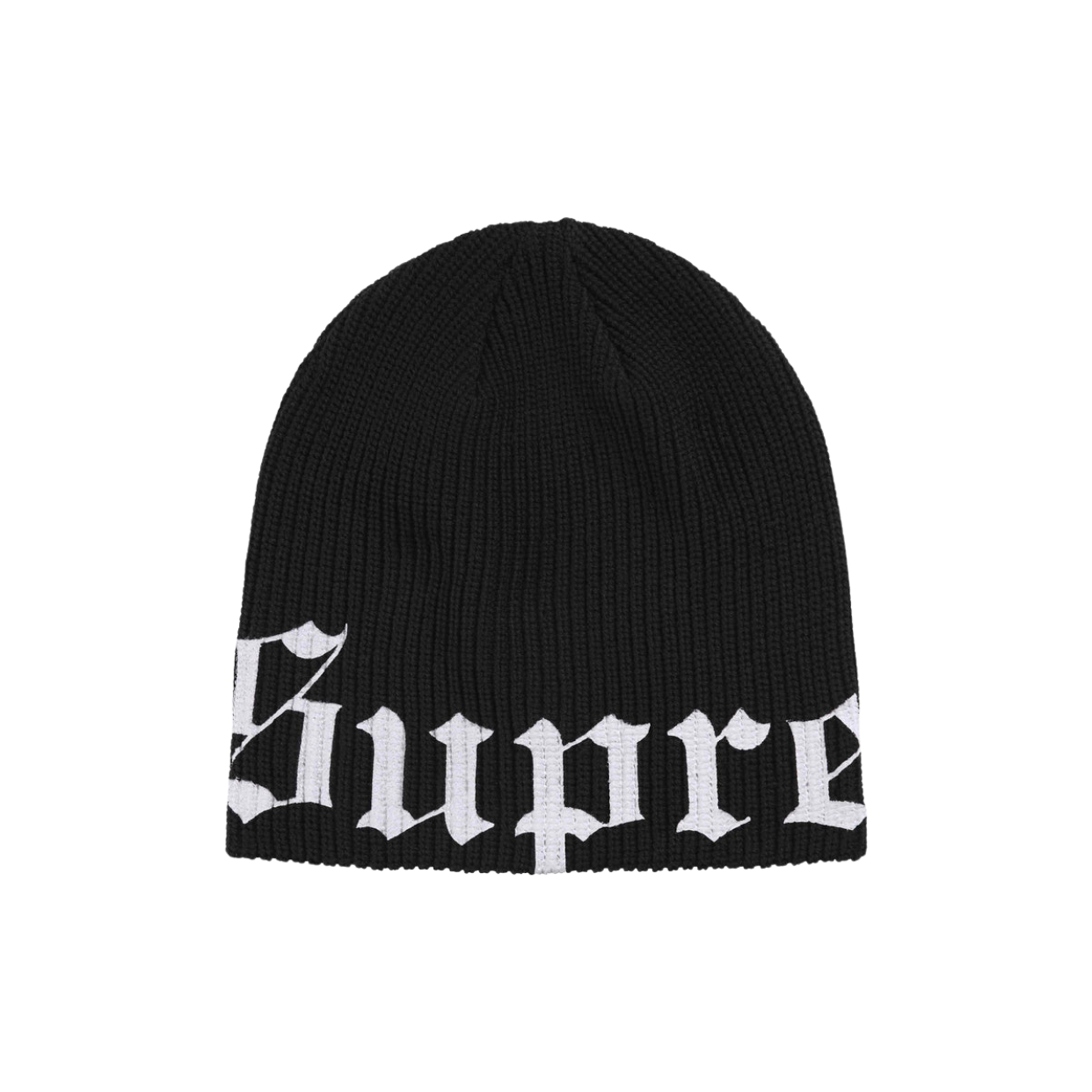 SUPREME BEANIE 'OLD ENGLISH PRINTED BLACK'