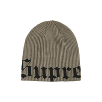 SUPREME BEANIE 'OLD ENGLISH PRINTED OLIVE'