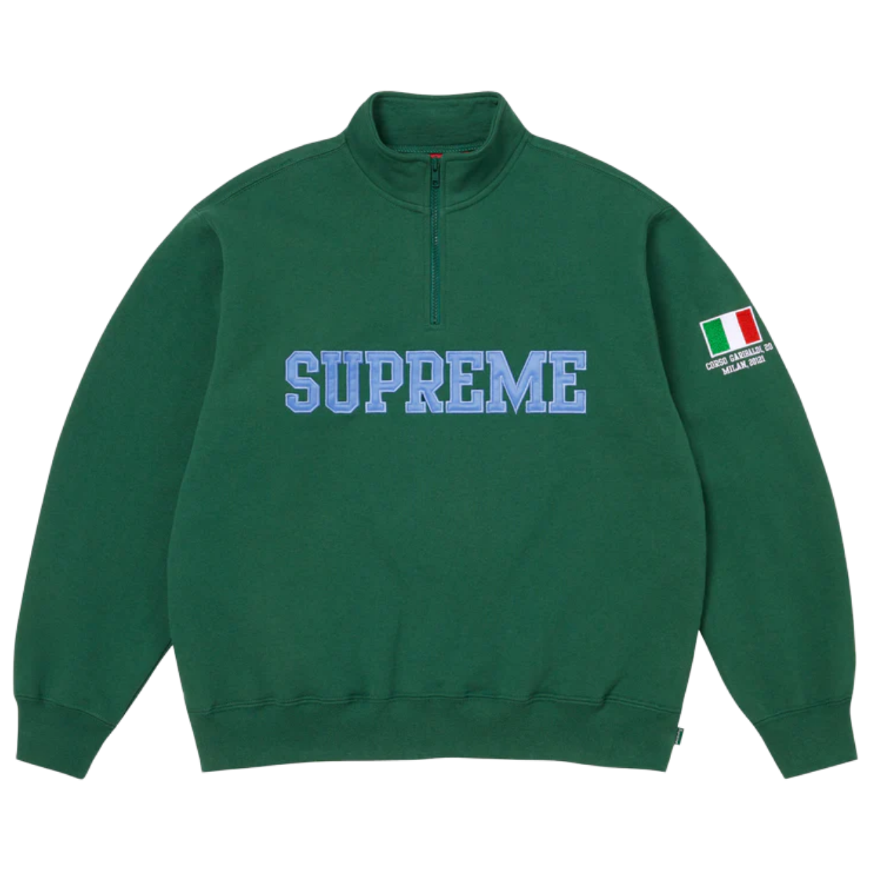 SUPREME HALF-ZIP 'FLAG DARK GREEN'