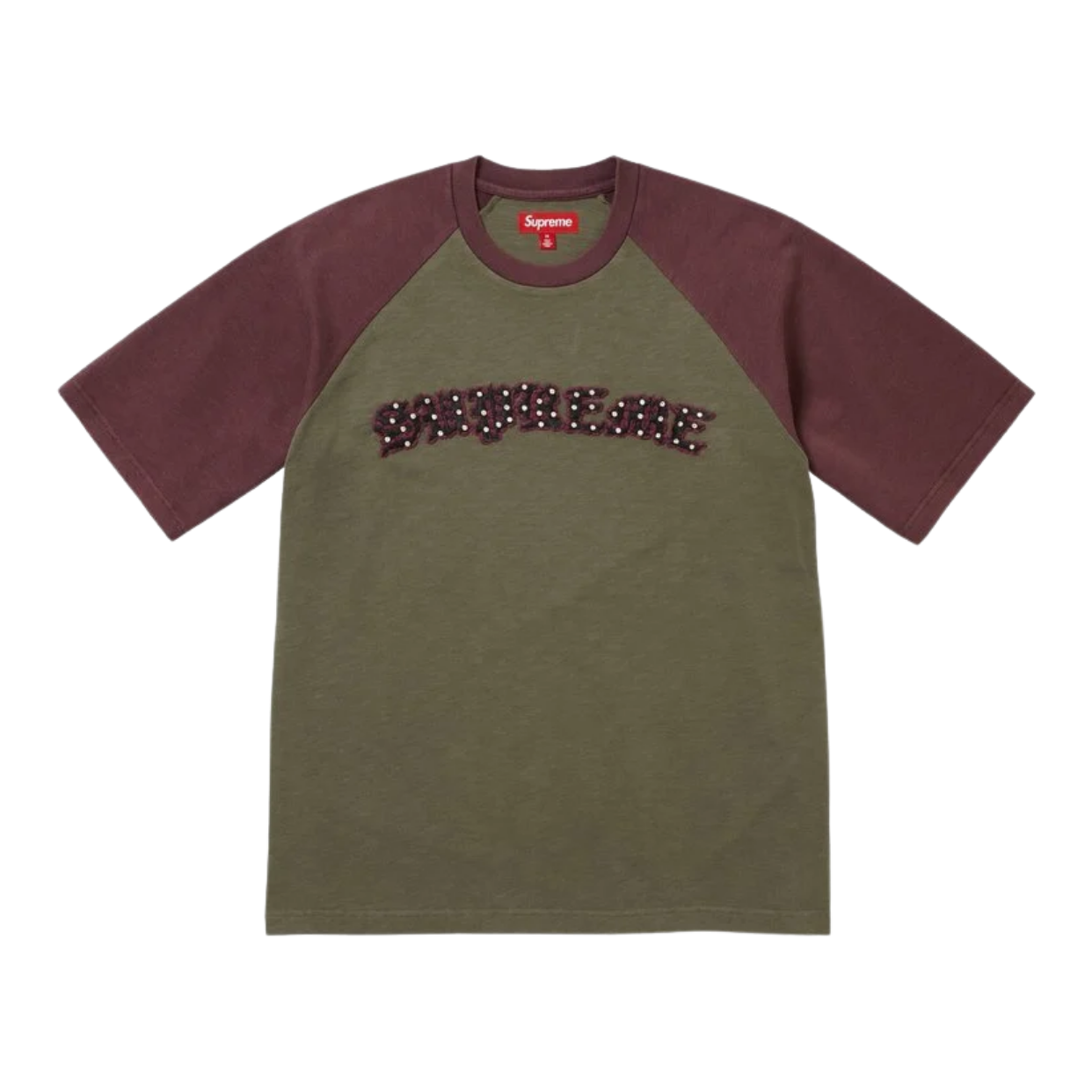 SUPREME TEE 'RAGLAN GEM GREEN RED'
