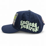 Temporary Forevers Fun Forever hat in navy, Endless Desires side studio view