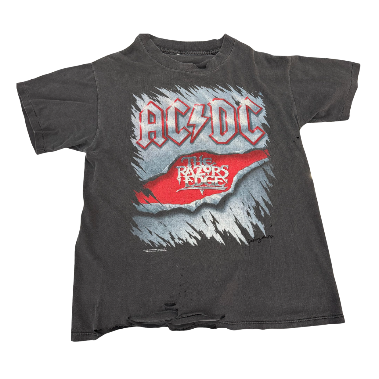 VINTAGE TEE 'ACDC RAZORS EDGE BLACK'