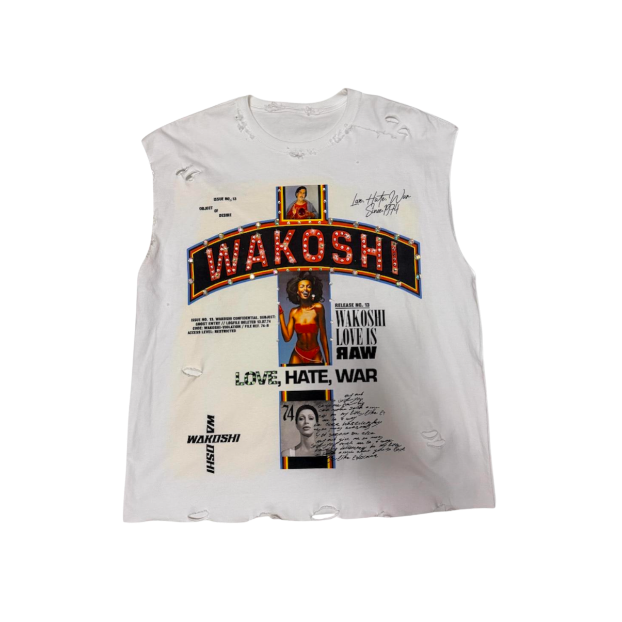WAKOSHI TANK 'LOVE HATE WAR WHITE'