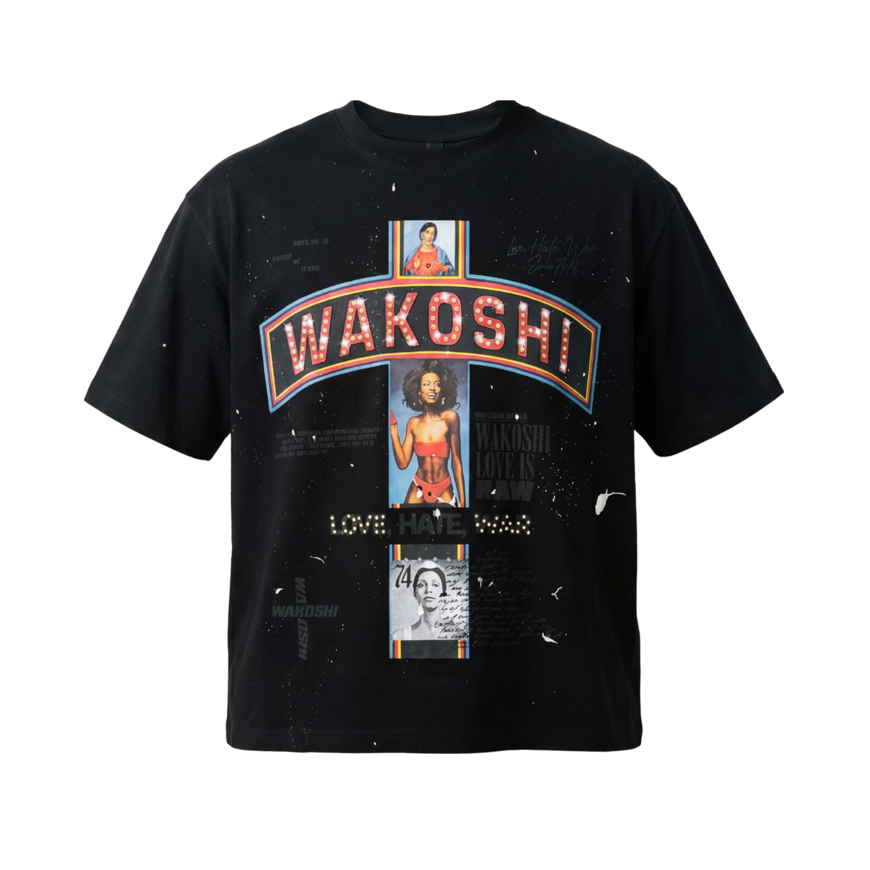 WAKOSHI TEE 'LOVE HATE WAR BLACK'